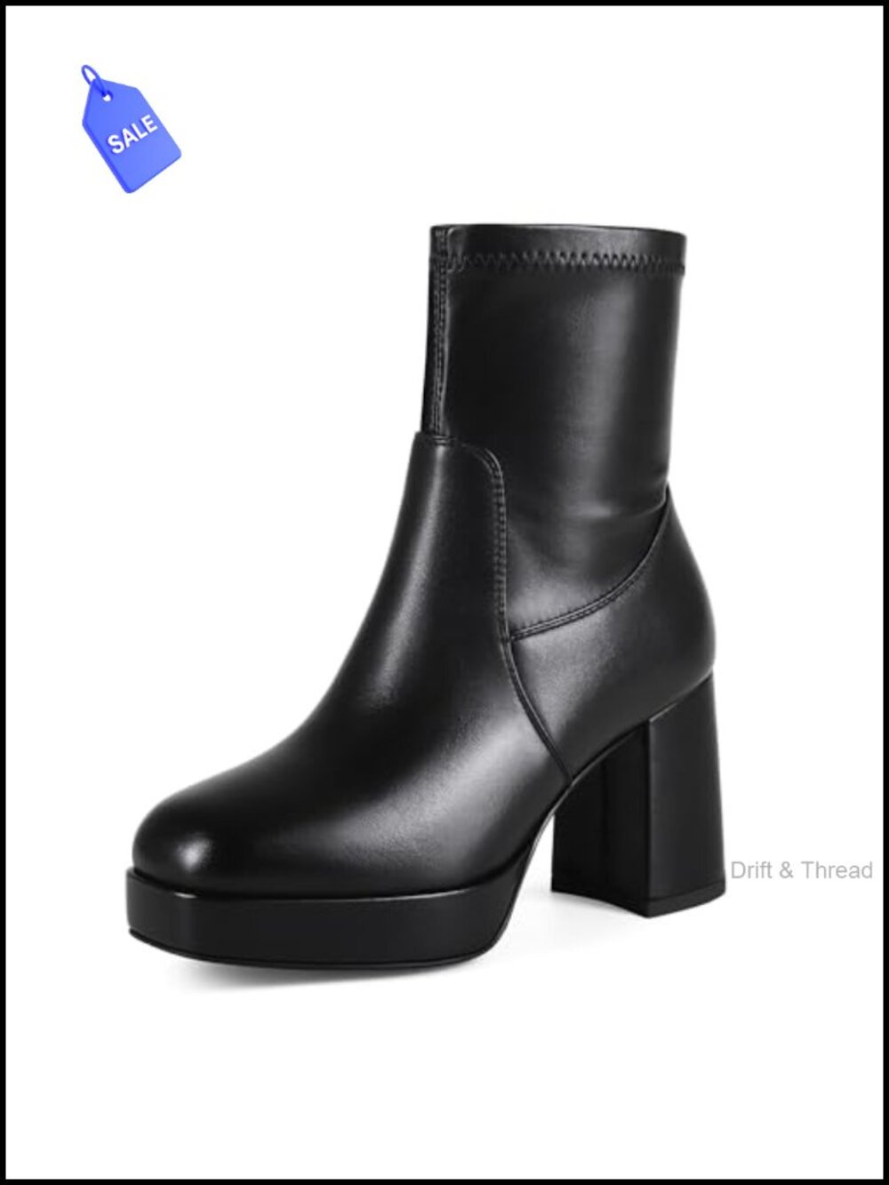 Stretch PU Ankle Boots Platform Chunky Heel Booties